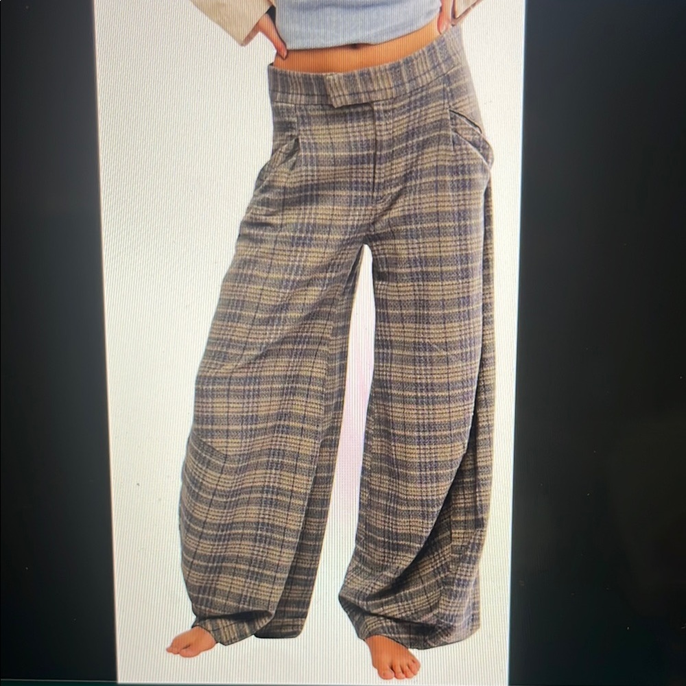 Plaid Wide-Leg Pants